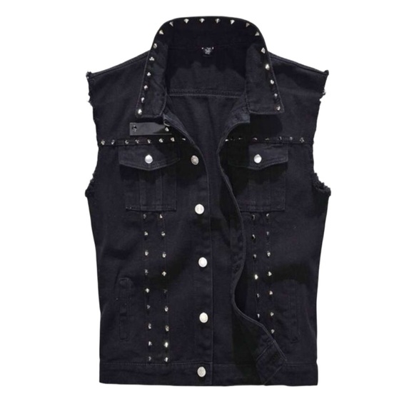 Goth Other - Industrial Goth Black Studded Denim Vest